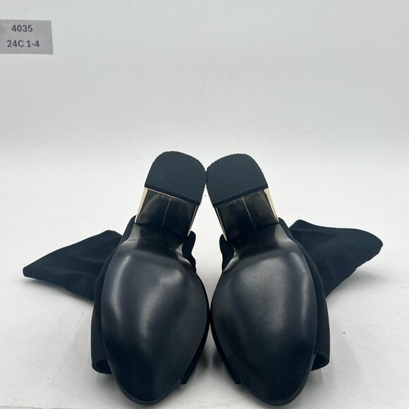 Black Dressy Peep Toe Side Zipper Chunky Heel Slingback Sandals Party Ankle Boot - Picture 6 of 6